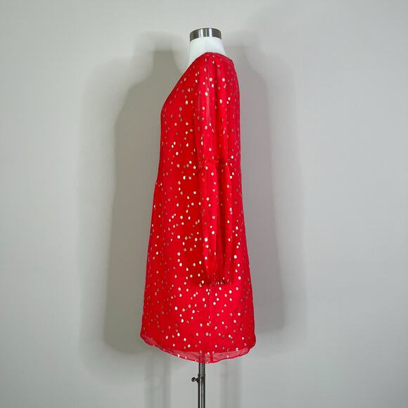 Lilly Pulitzer | Silk Cleme Red Gold Polka Dot Balloon Sleeve Shift Dress 8 EUC - Picture 10 of 13
